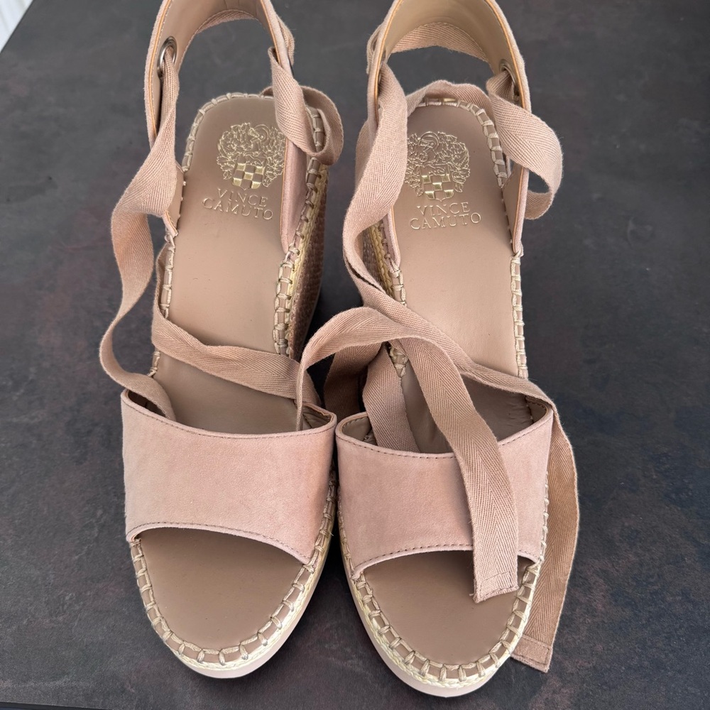 Vince Camuto Women's Taupe Espadrille Wedges - Picture 5 of 13